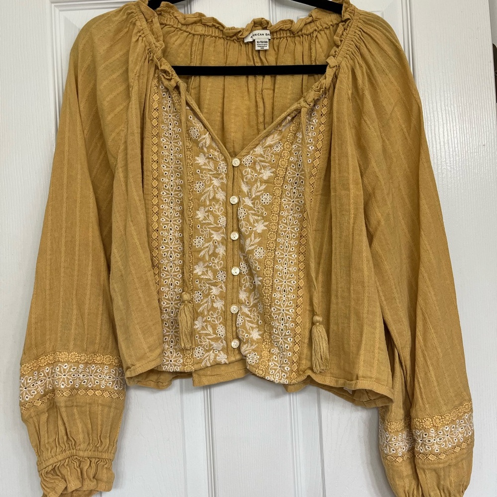 Bohemian Mustard Cropped Blouse